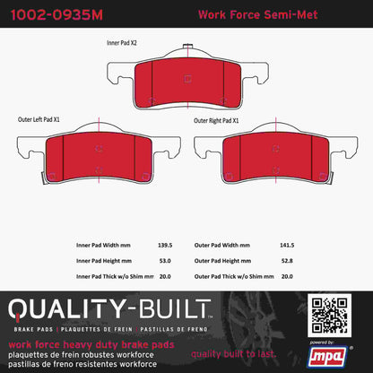 Quality-Built Quality-Built Work Force Heavy Duty Brake Pads w/ Hardware 1002-0935M