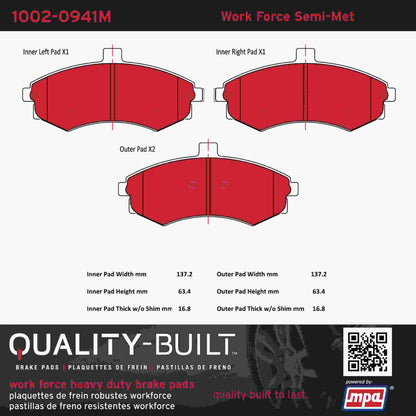 Quality-Built Quality-Built Work Force Heavy Duty Brake Pads w/ Hardware 1002-0941M