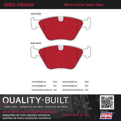 Quality-Built Quality-Built Work Force Heavy Duty Brake Pads w/ Hardware 1002-0946M