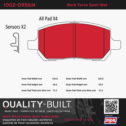 Quality-Built Quality-Built Work Force Heavy Duty Brake Pads w/ Hardware 1002-0956M