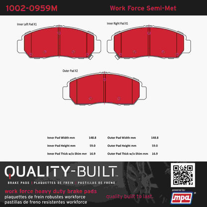 Quality-Built Quality-Built Work Force Heavy Duty Brake Pads w/ Hardware 1002-0959M