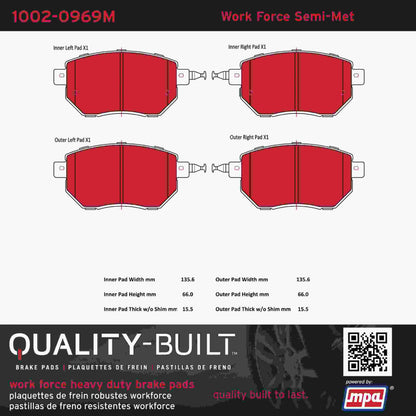 Quality-Built Quality-Built Work Force Heavy Duty Brake Pads w/ Hardware 1002-0969M