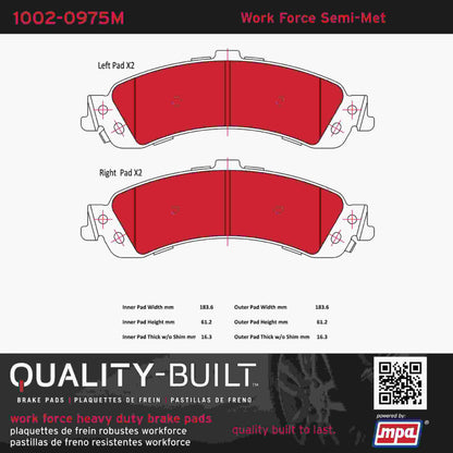 Quality-Built Quality-Built Work Force Heavy Duty Brake Pads w/ Hardware 1002-0975M