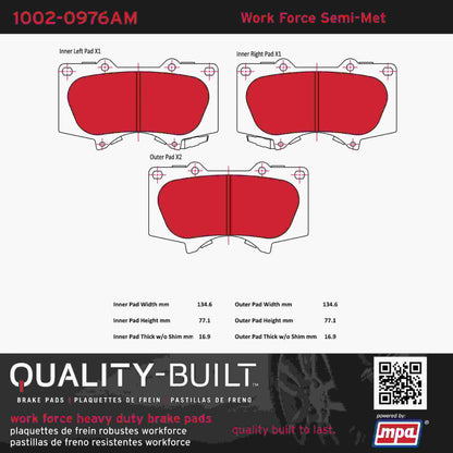 Quality-Built Quality-Built Work Force Heavy Duty Brake Pads w/ Hardware 1002-0976AM