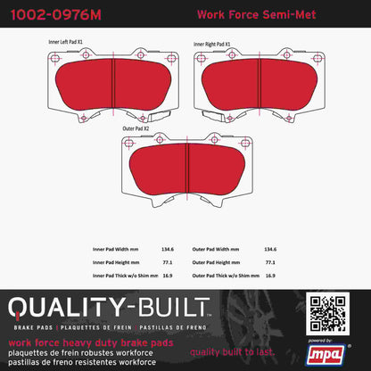 Quality-Built Quality-Built Work Force Heavy Duty Brake Pads w/ Hardware 1002-0976M