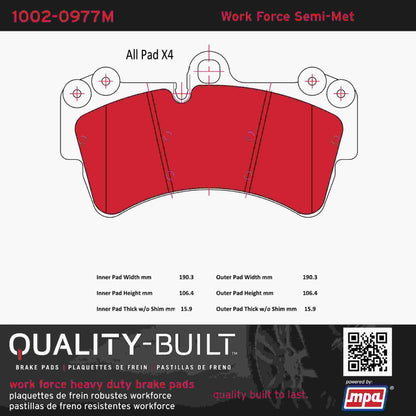 Quality-Built Quality-Built Work Force Heavy Duty Brake Pads w/ Hardware 1002-0977M