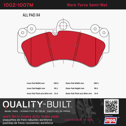 Quality-Built Quality-Built Work Force Heavy Duty Brake Pads w/ Hardware 1002-1007M