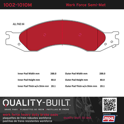 Quality-Built Quality-Built Work Force Heavy Duty Brake Pads w/ Hardware 1002-1010M