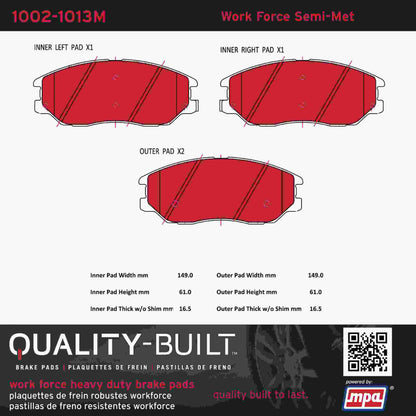 Quality-Built Quality-Built Work Force Heavy Duty Brake Pads w/ Hardware 1002-1013M