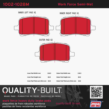 Quality-Built Quality-Built Work Force Heavy Duty Brake Pads w/ Hardware 1002-1028M
