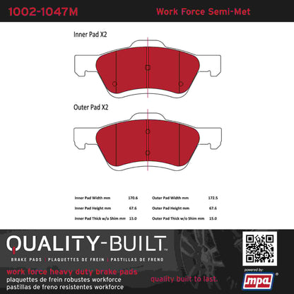Quality-Built Quality-Built Work Force Heavy Duty Brake Pads w/ Hardware 1002-1047M