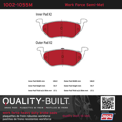 Quality-Built Quality-Built Work Force Heavy Duty Brake Pads 1002-1055M