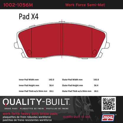 Quality-Built Quality-Built Work Force Heavy Duty Brake Pads w/ Hardware 1002-1056M
