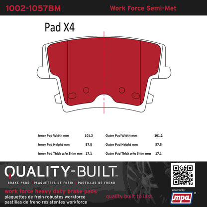 Quality-Built Quality-Built Work Force Heavy Duty Brake Pads w/ Hardware 1002-1057BM