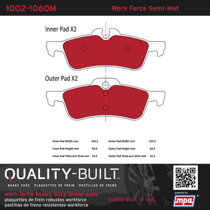 Quality-Built Quality-Built Work Force Heavy Duty Brake Pads w/ Hardware 1002-1060M