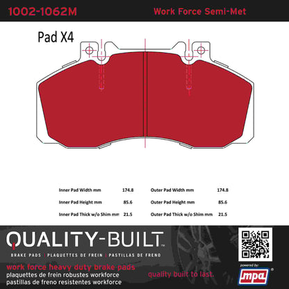 Quality-Built Quality-Built Work Force Heavy Duty Brake Pads 1002-1062M