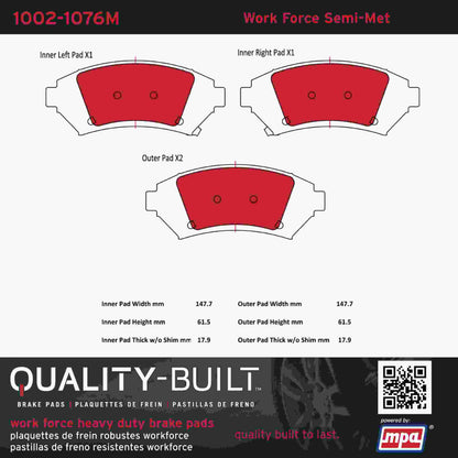 Quality-Built Quality-Built Work Force Heavy Duty Brake Pads w/ Hardware 1002-1076M
