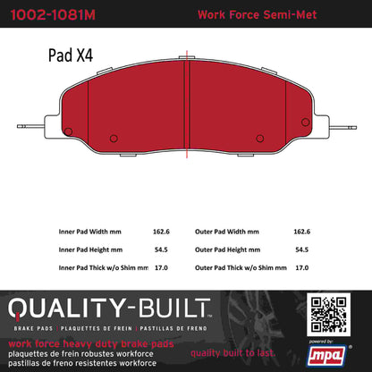 Quality-Built Quality-Built Work Force Heavy Duty Brake Pads w/ Hardware 1002-1081M