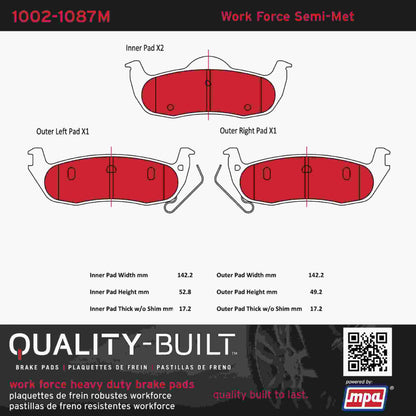 Quality-Built Quality-Built Work Force Heavy Duty Brake Pads w/ Hardware 1002-1087M