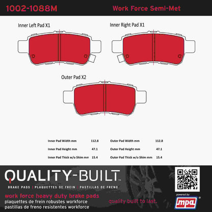Quality-Built Quality-Built Work Force Heavy Duty Brake Pads w/ Hardware 1002-1088M