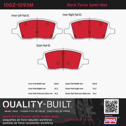 Quality-Built Quality-Built Work Force Heavy Duty Brake Pads w/ Hardware 1002-1093M