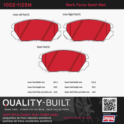 Quality-Built Quality-Built Work Force Heavy Duty Brake Pads w/ Hardware 1002-1125M