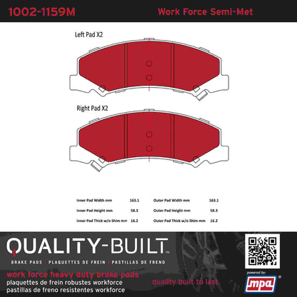 Quality-Built Quality-Built Work Force Heavy Duty Brake Pads w/ Hardware 1002-1159M