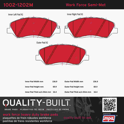 Quality-Built Quality-Built Work Force Heavy Duty Brake Pads w/ Hardware 1002-1202M