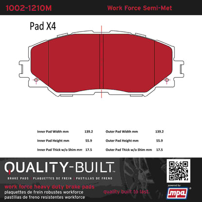 Quality-Built Quality-Built Work Force Heavy Duty Brake Pads w/ Hardware 1002-1210M