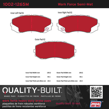 Quality-Built Quality-Built Work Force Heavy Duty Brake Pads w/ Hardware 1002-1265M