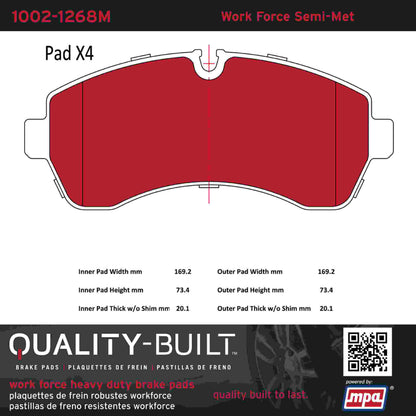 Quality-Built Quality-Built Work Force Heavy Duty Brake Pads w/ Hardware 1002-1268M