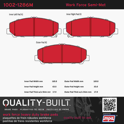 Quality-Built Quality-Built Work Force Heavy Duty Brake Pads w/ Hardware 1002-1286M