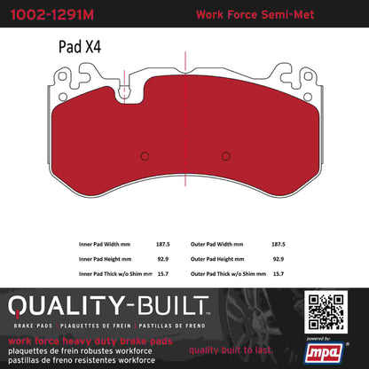 Quality-Built Quality-Built Work Force Heavy Duty Brake Pads w/ Hardware 1002-1291M