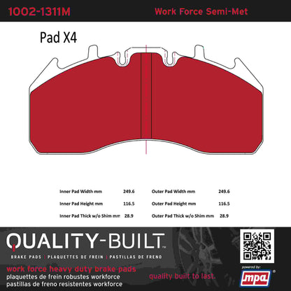 Quality-Built Quality-Built Work Force Heavy Duty Brake Pads w/ Hardware 1002-1311M