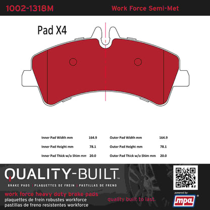 Quality-Built Quality-Built Work Force Heavy Duty Brake Pads w/ Hardware 1002-1318M