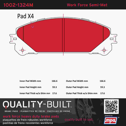 Quality-Built Quality-Built Work Force Heavy Duty Brake Pads w/ Hardware 1002-1324M