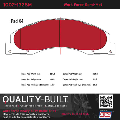 Quality-Built Quality-Built Work Force Heavy Duty Brake Pads w/ Hardware 1002-1328M