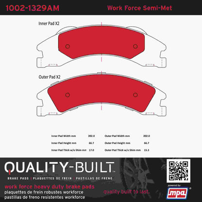 Quality-Built Quality-Built Work Force Heavy Duty Brake Pads w/ Hardware 1002-1329AM