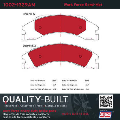 Quality-Built Quality-Built Work Force Heavy Duty Brake Pads w/ Hardware 1002-1329AM