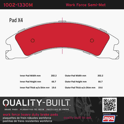 Quality-Built Quality-Built Work Force Heavy Duty Brake Pads w/ Hardware 1002-1330M
