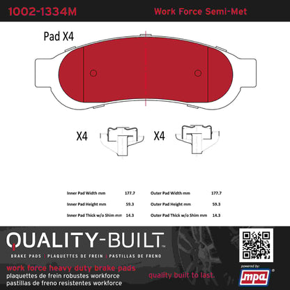 Quality-Built Quality-Built Work Force Heavy Duty Brake Pads w/ Hardware 1002-1334M
