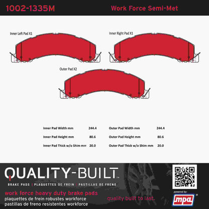 Quality-Built Quality-Built Work Force Heavy Duty Brake Pads w/ Hardware 1002-1335M