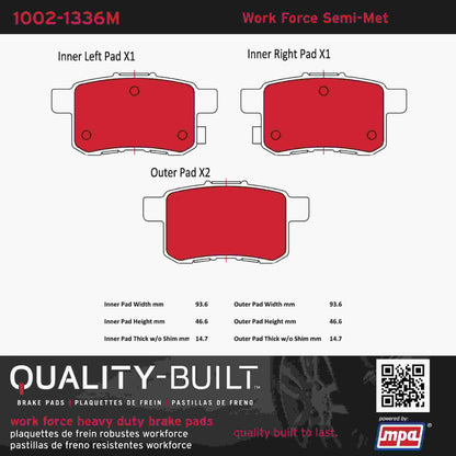 Quality-Built Quality-Built Work Force Heavy Duty Brake Pads w/ Hardware 1002-1336M