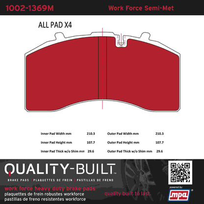 Quality-Built Quality-Built Work Force Heavy Duty Brake Pads w/ Hardware 1002-1369M
