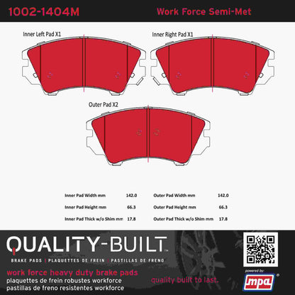 Quality-Built Quality-Built Work Force Heavy Duty Brake Pads w/ Hardware 1002-1404M