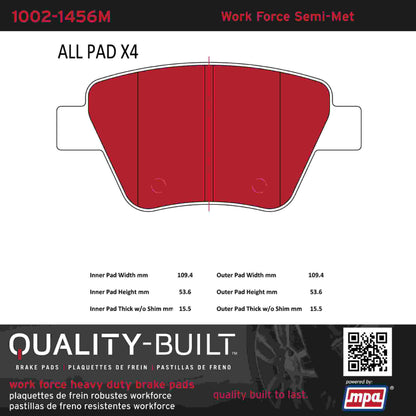 Quality-Built Quality-Built Work Force Heavy Duty Brake Pads w/ Hardware 1002-1456M