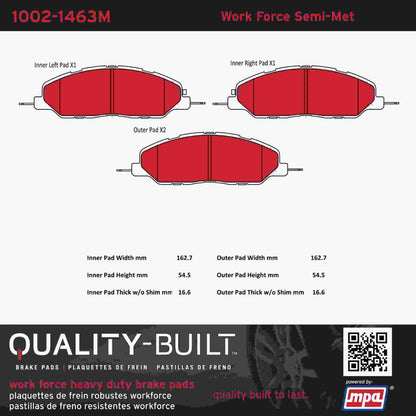 Quality-Built Quality-Built Work Force Heavy Duty Brake Pads w/ Hardware 1002-1463M