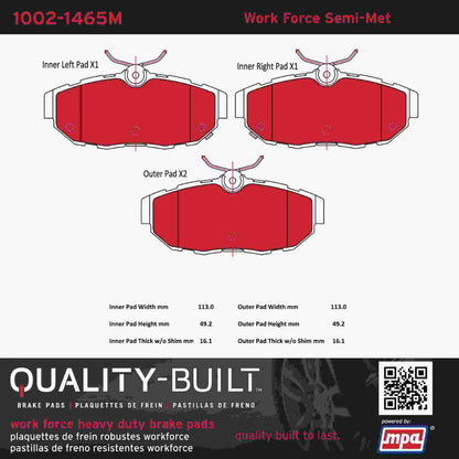 Quality-Built Quality-Built Work Force Heavy Duty Brake Pads w/ Hardware 1002-1465M