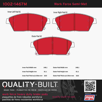 Quality-Built Quality-Built Work Force Heavy Duty Brake Pads w/ Hardware 1002-1467M