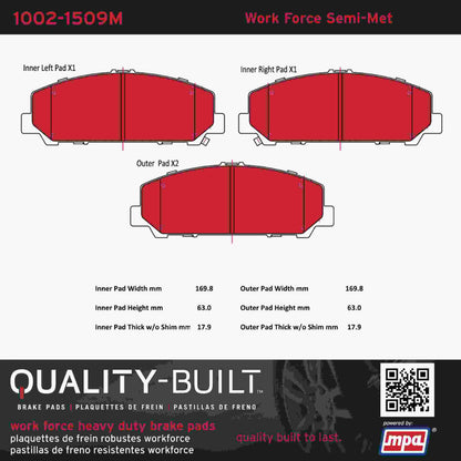 Quality-Built Quality-Built Work Force Heavy Duty Brake Pads w/ Hardware 1002-1509M
